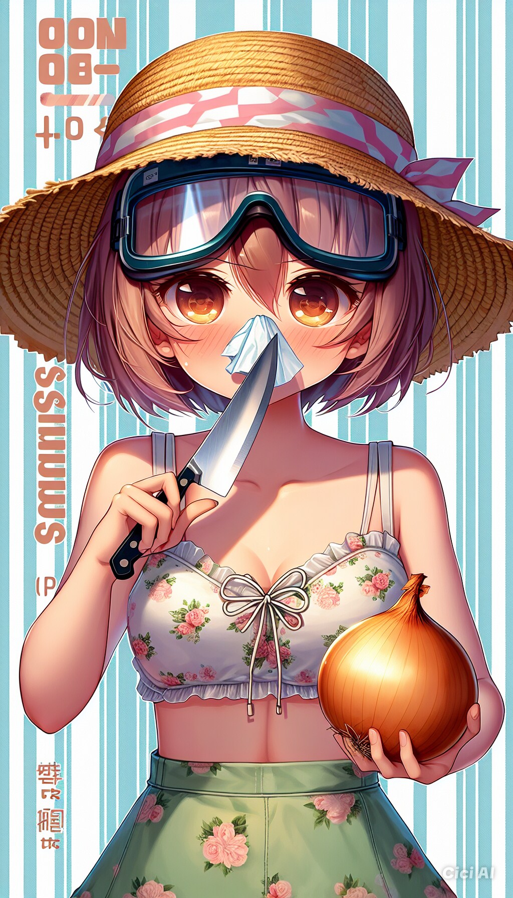 玉ねぎを剥く少女