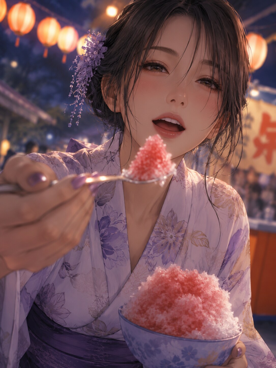 🎆 夏祭りデート♡ かき氷、あーん！