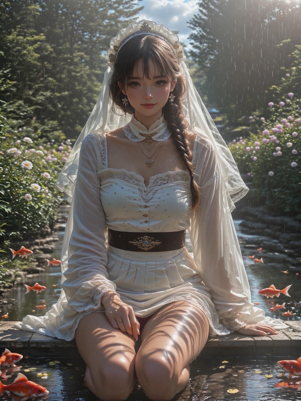 金魚と女性