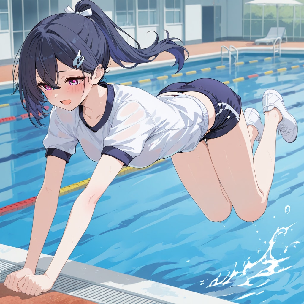 暑いのでプールに飛び込みます！