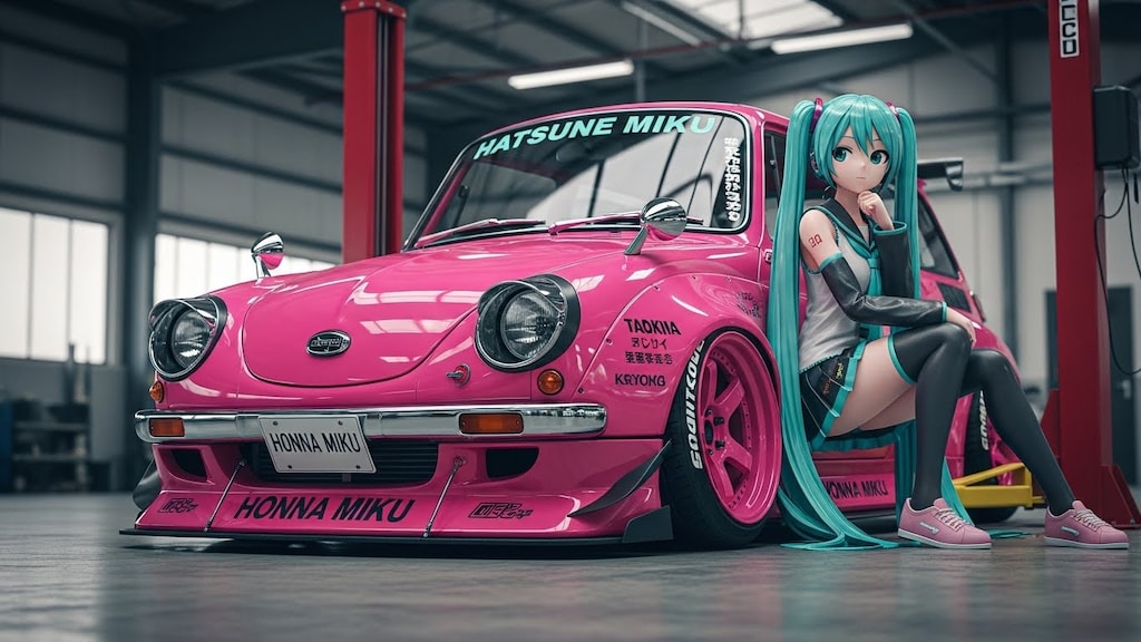 初音ミクとスバル360カスタム