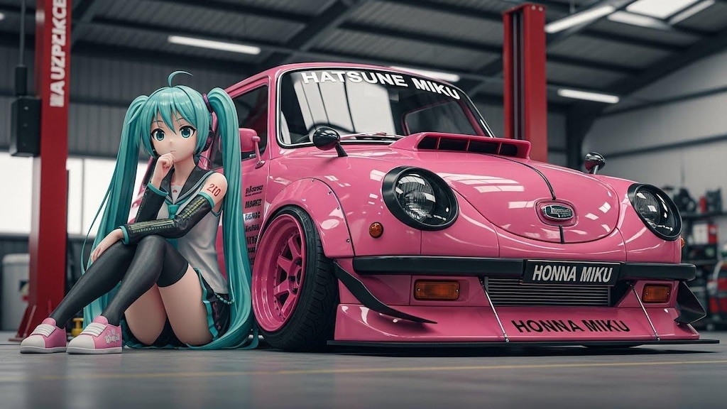 初音ミクとスバル360カスタム