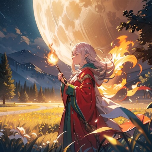 エルフの魔法使い(巫女風)