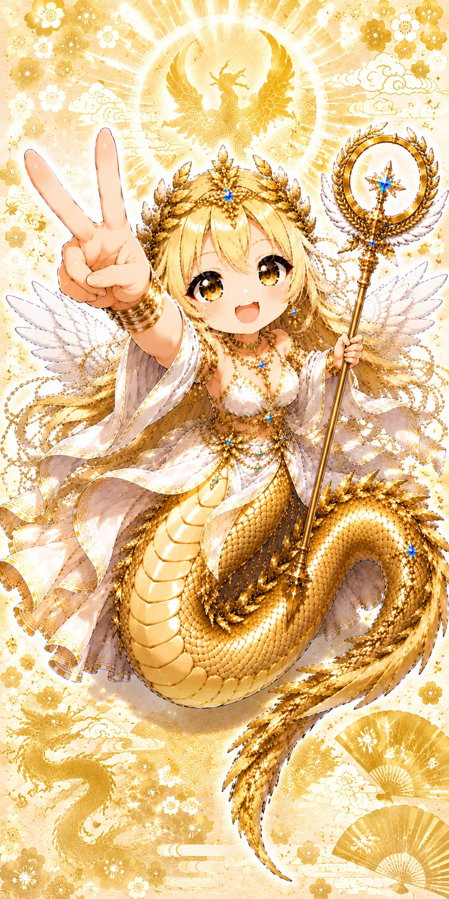 【スマホ壁紙対応】金竜勝利の女神