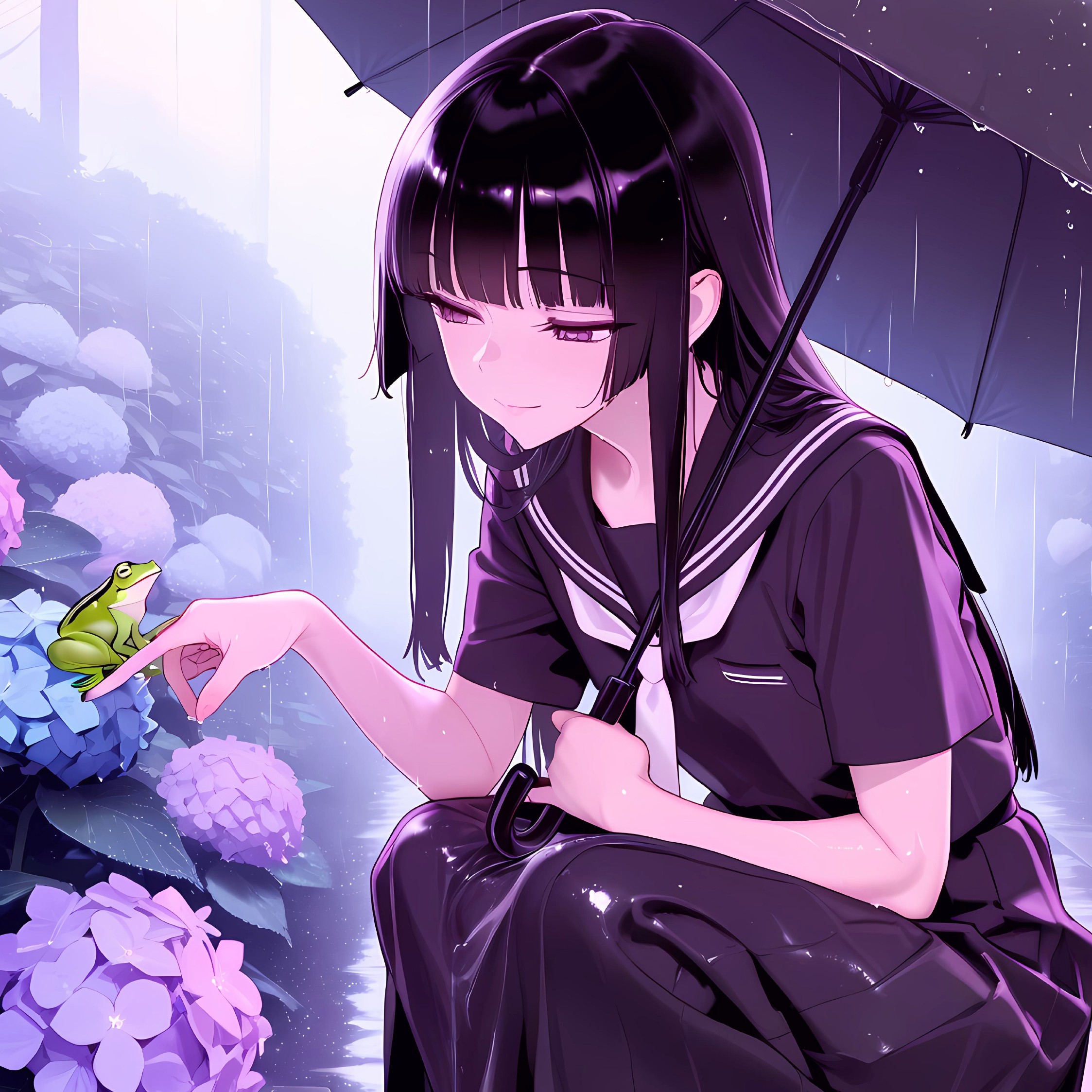 紫陽花と🐸