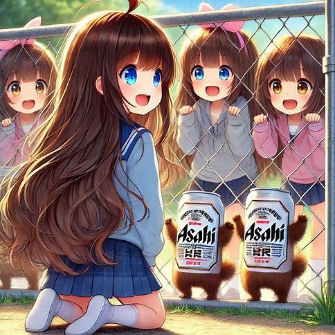 ビール缶ふれあいコーナーに来た小さな女の子 | の人気AIイラスト・グラビア