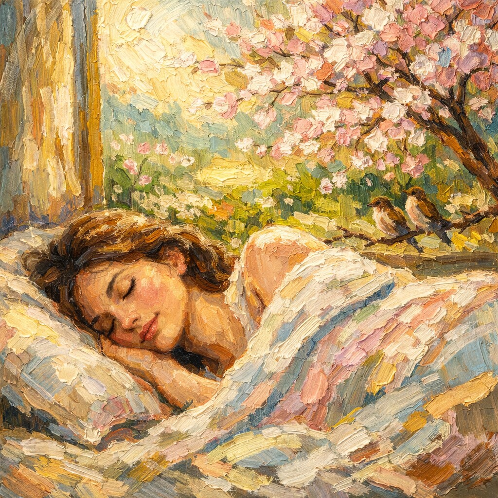 🌸There's a saying, "In spring, one sleeps so soundly one doesn't notice the dawn," so I'm sleepy.😪