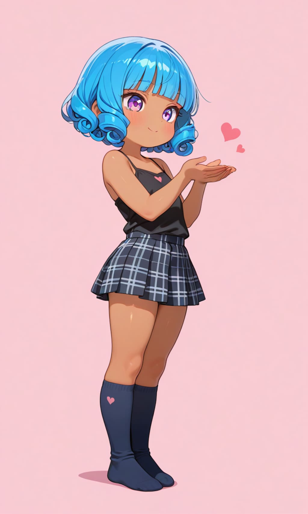 青髪の褐色女の子