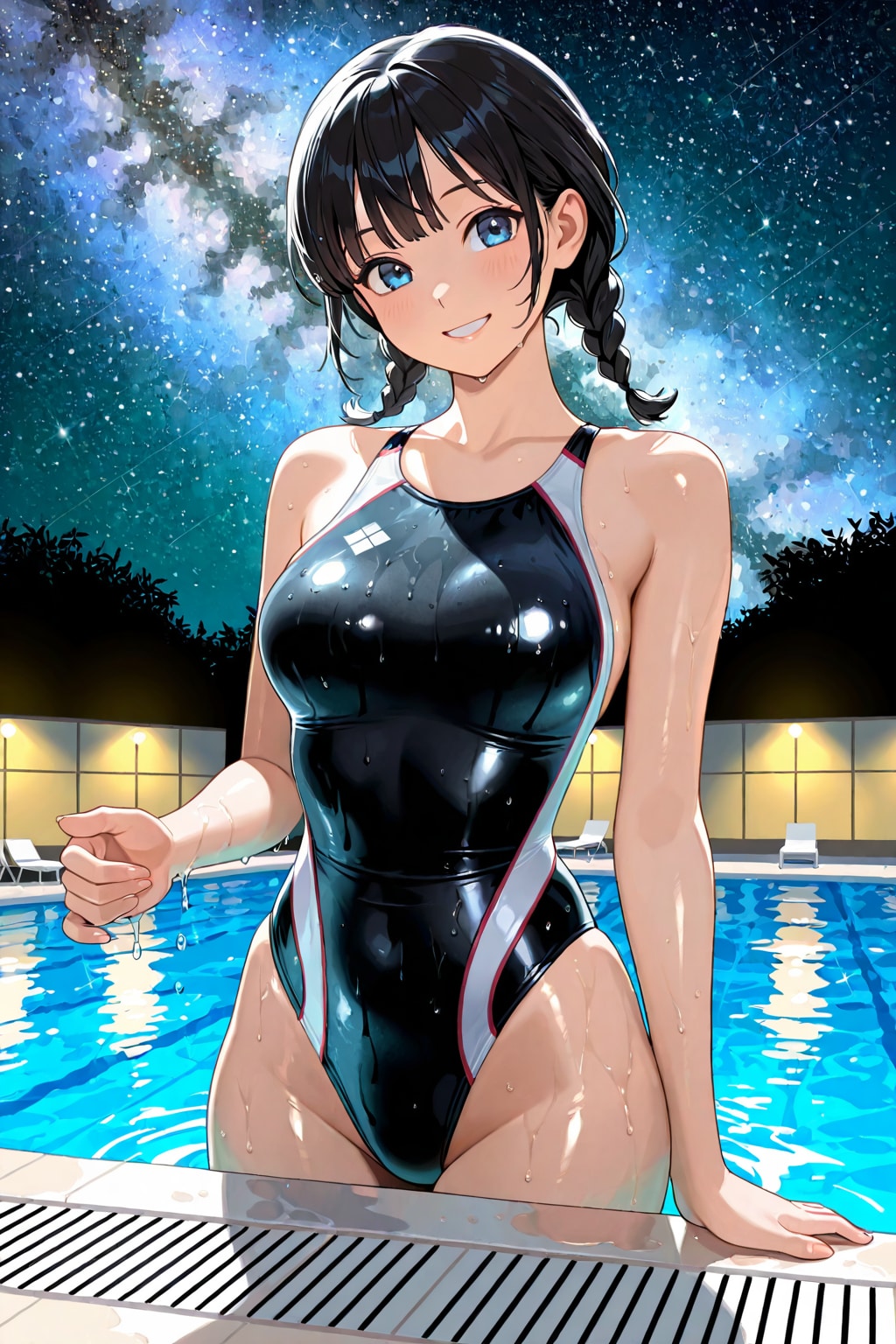 星空の見えるプールで