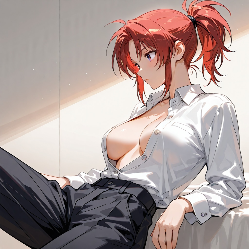 赤髪ポニーテイル