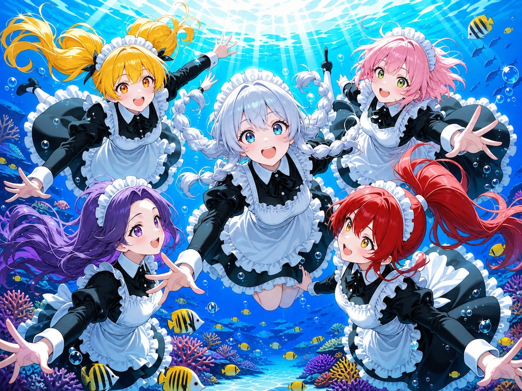水中詰め合わせ：3属性メイドさん編