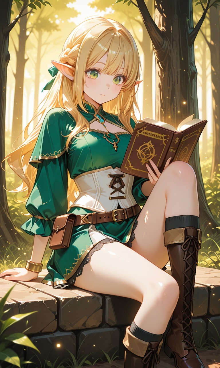 読書中のエルフさん