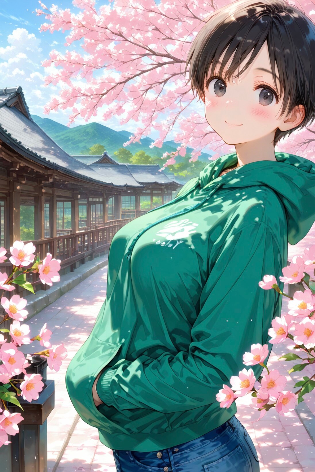 「おはよう✨️」早朝お散歩デート春🌸10 | の人気AIイラスト・グラビア