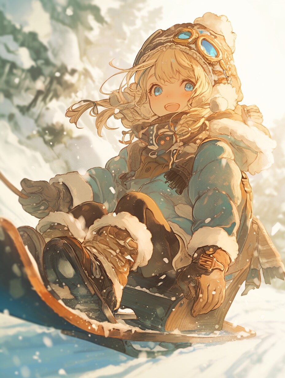 そり遊び。