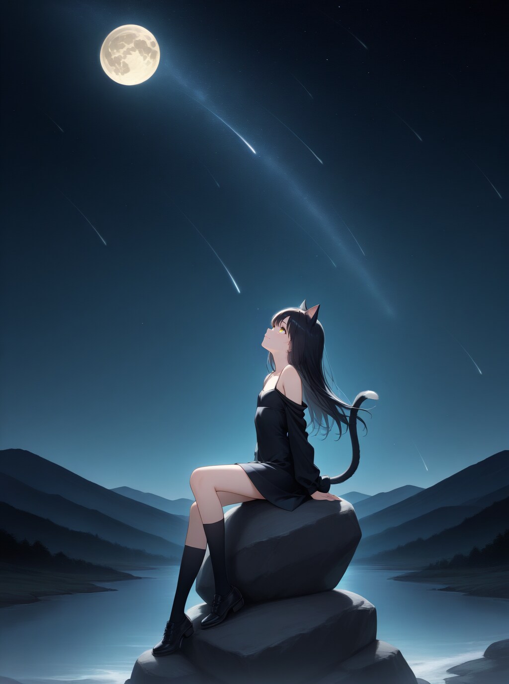 月夜にひとり | の人気AIイラスト・グラビア