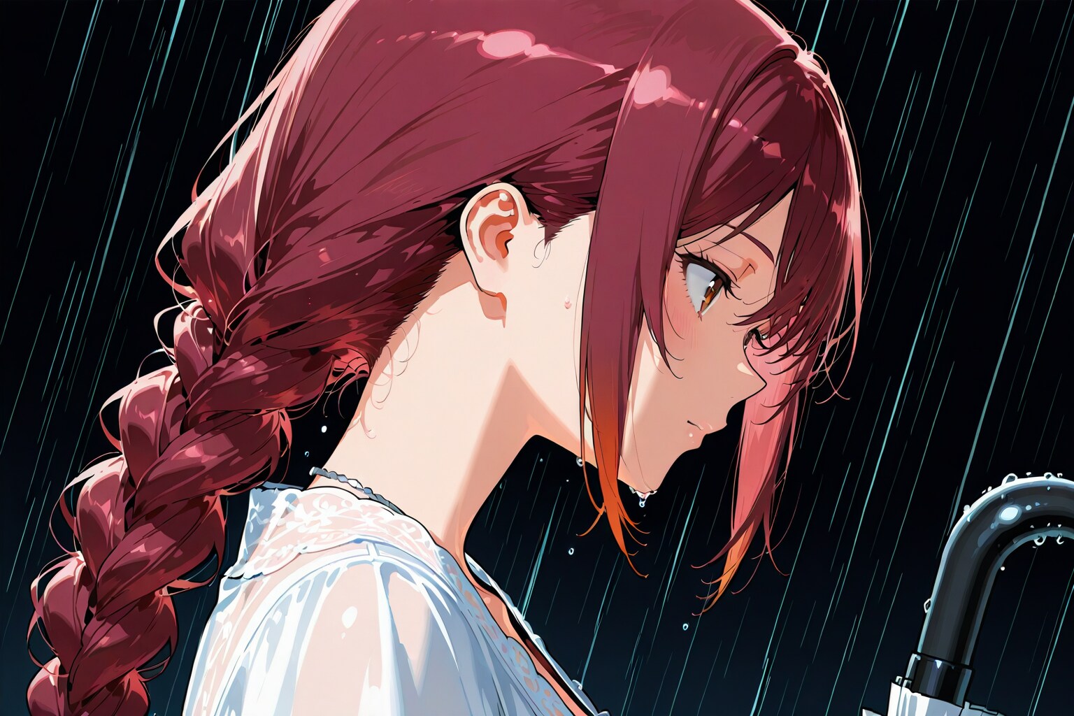雨の中で