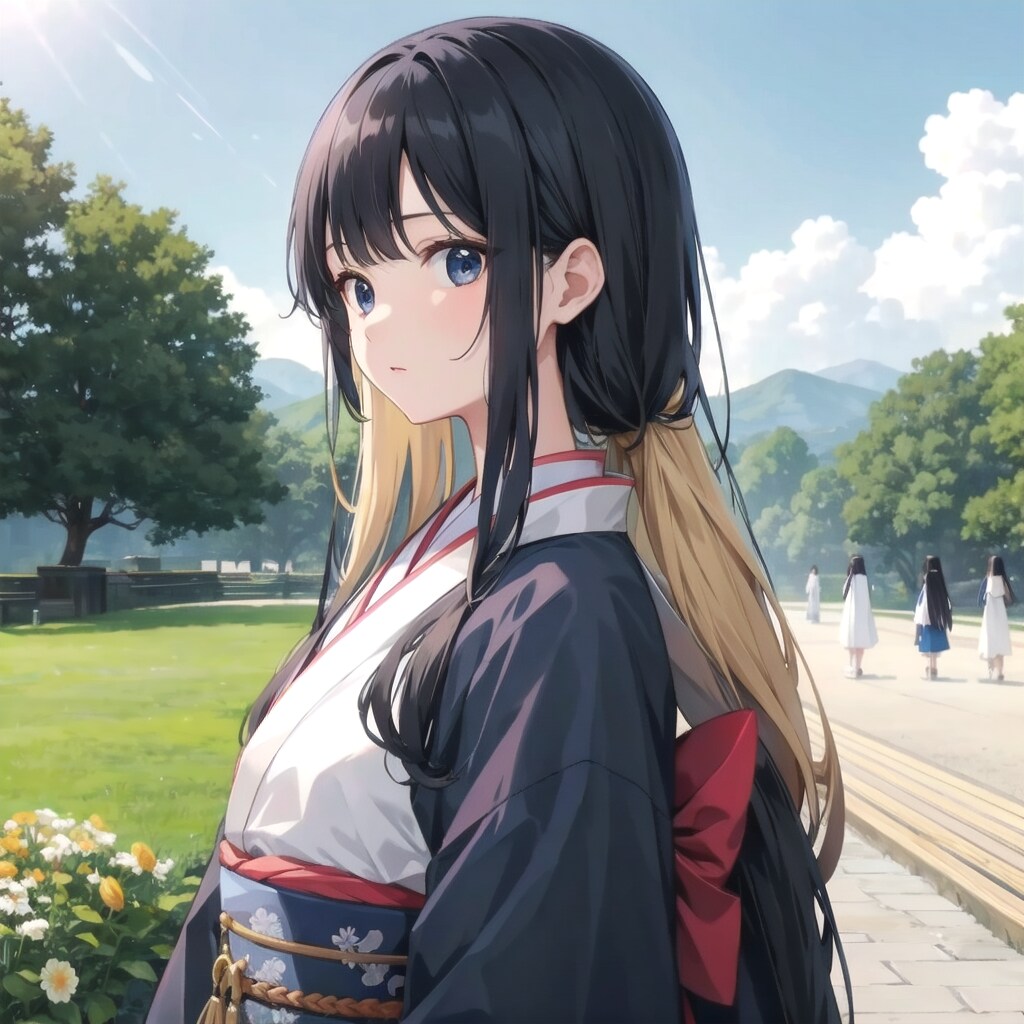 黒金髪の着物さん
