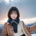 雪景色と女性 2 2枚目