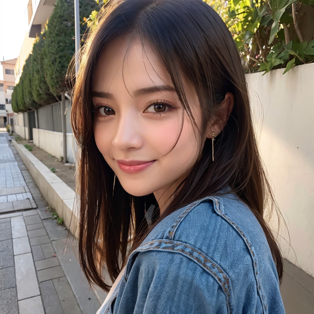 振りむき美少女