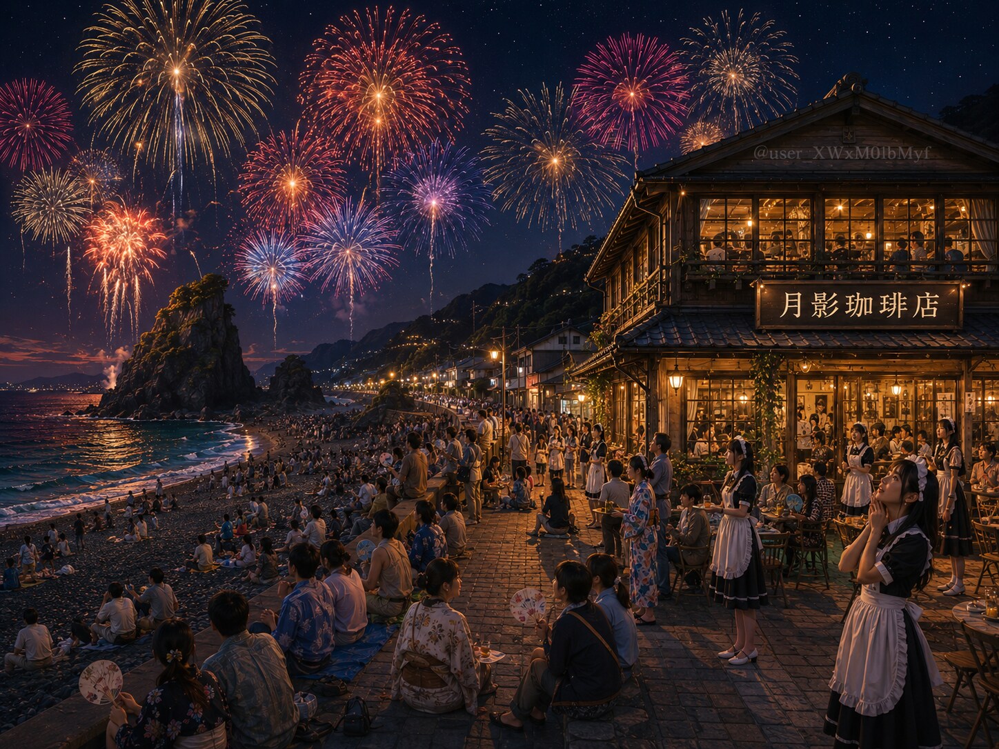 海岸前の「月影珈琲店」　９ | の人気AIイラスト・グラビア