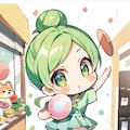 緑髪ちゃんと犬 3枚目
