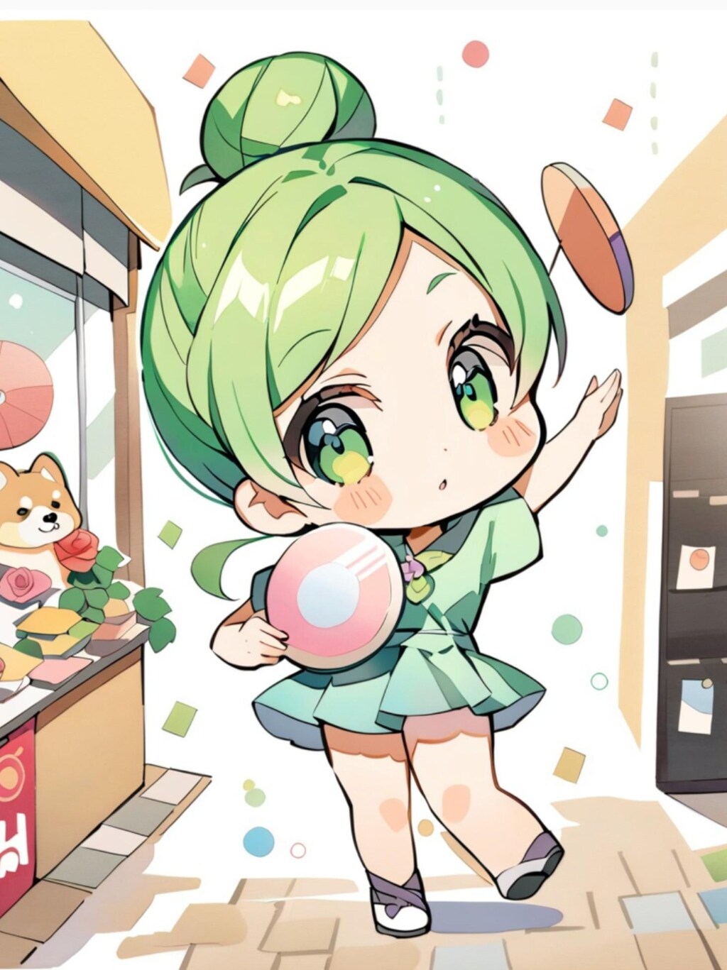 緑髪ちゃんと犬