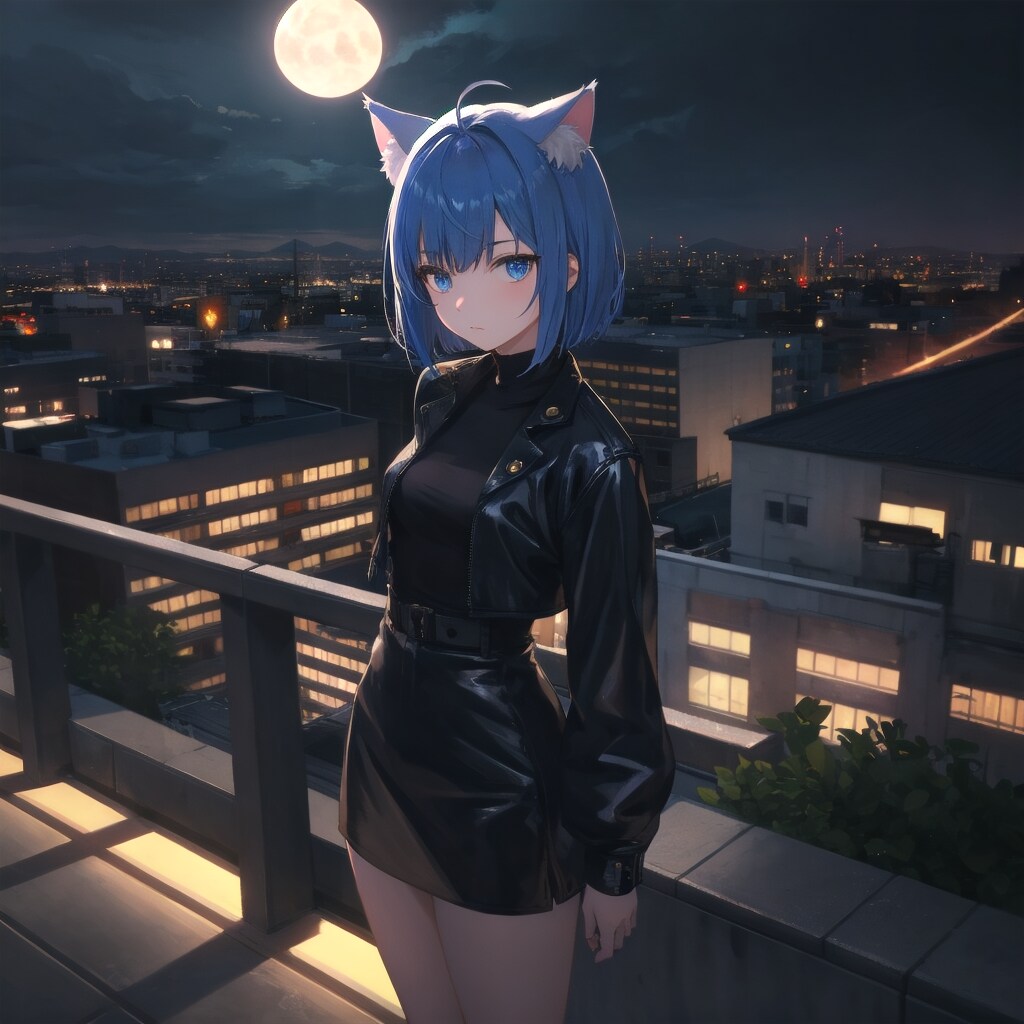 月夜の黒猫モデル