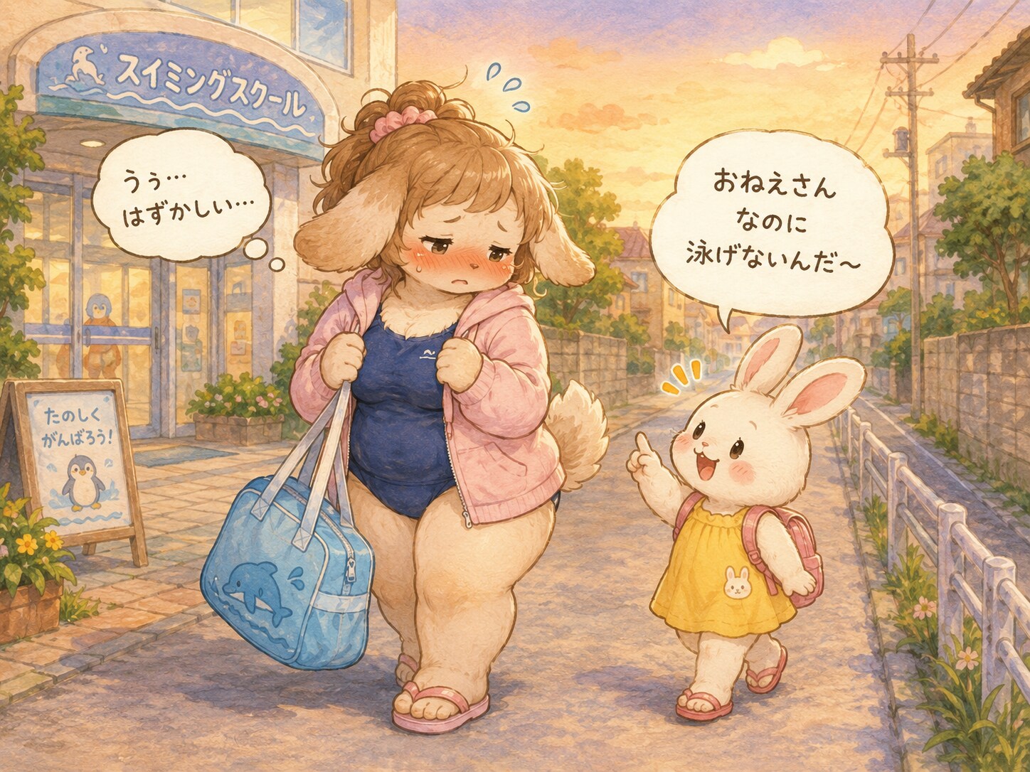 泳ぎ練習中なけものおねえさん