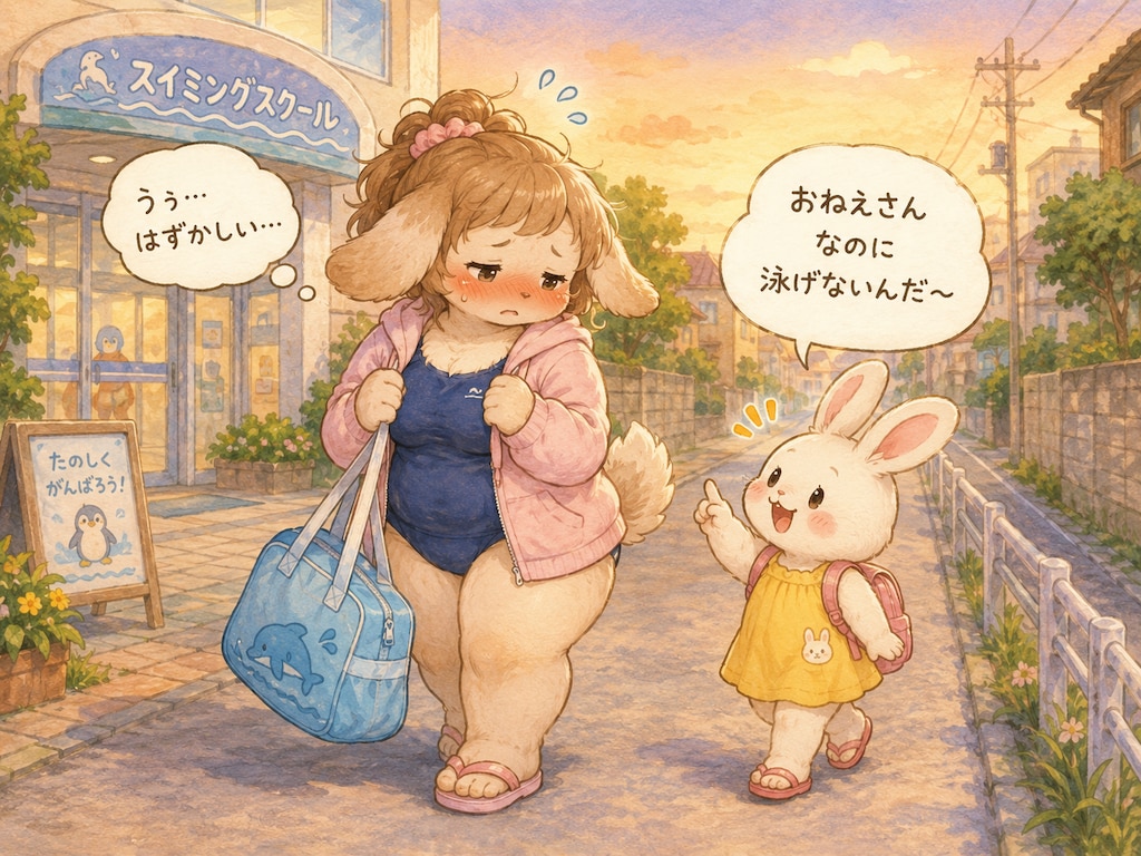 泳ぎ練習中なけものおねえさん