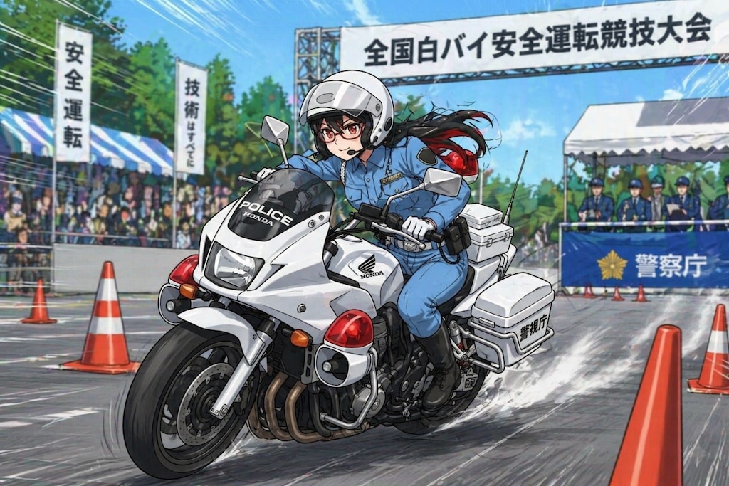 運転技能を披露する朱闇さん