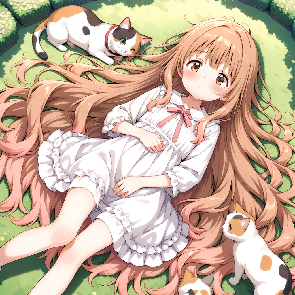 三毛殿とひなたぼっこ（２）茶髪　超ロング | の人気AIイラスト・グラビア