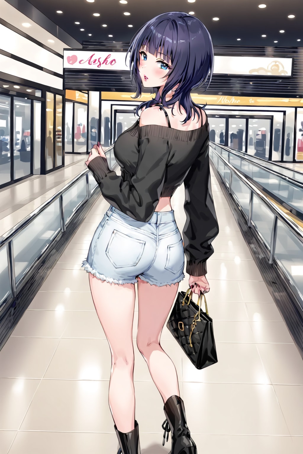 黒セーターとデニムパンツの果林さん(ちちぷい版)