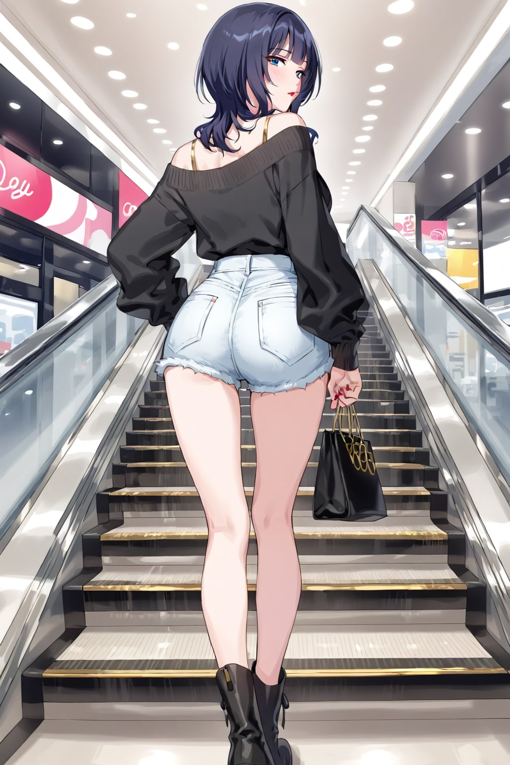 黒セーターとデニムパンツの果林さん(ちちぷい版)