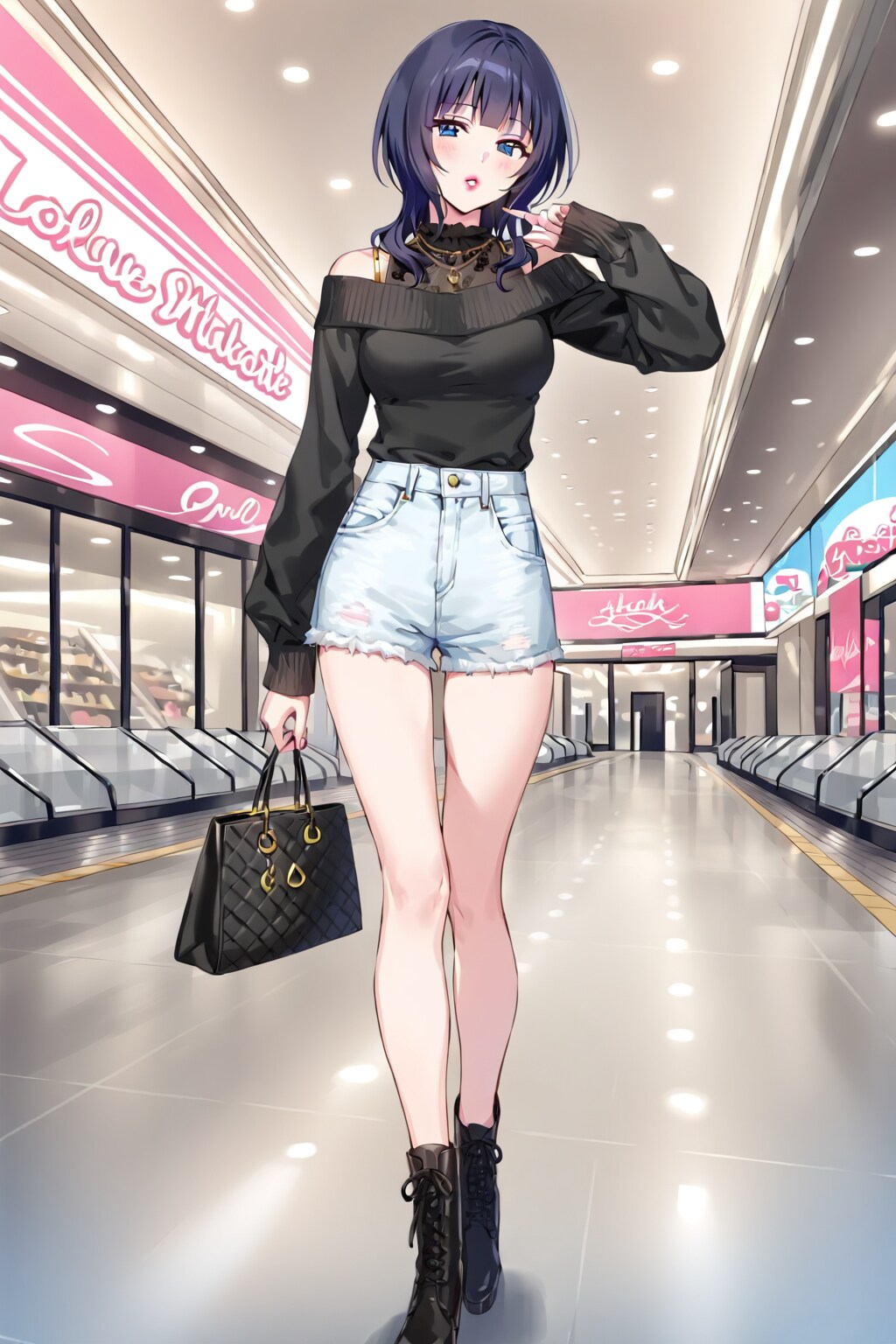 黒セーターとデニムパンツの果林さん(ちちぷい版) | の人気AIイラスト・グラビア
