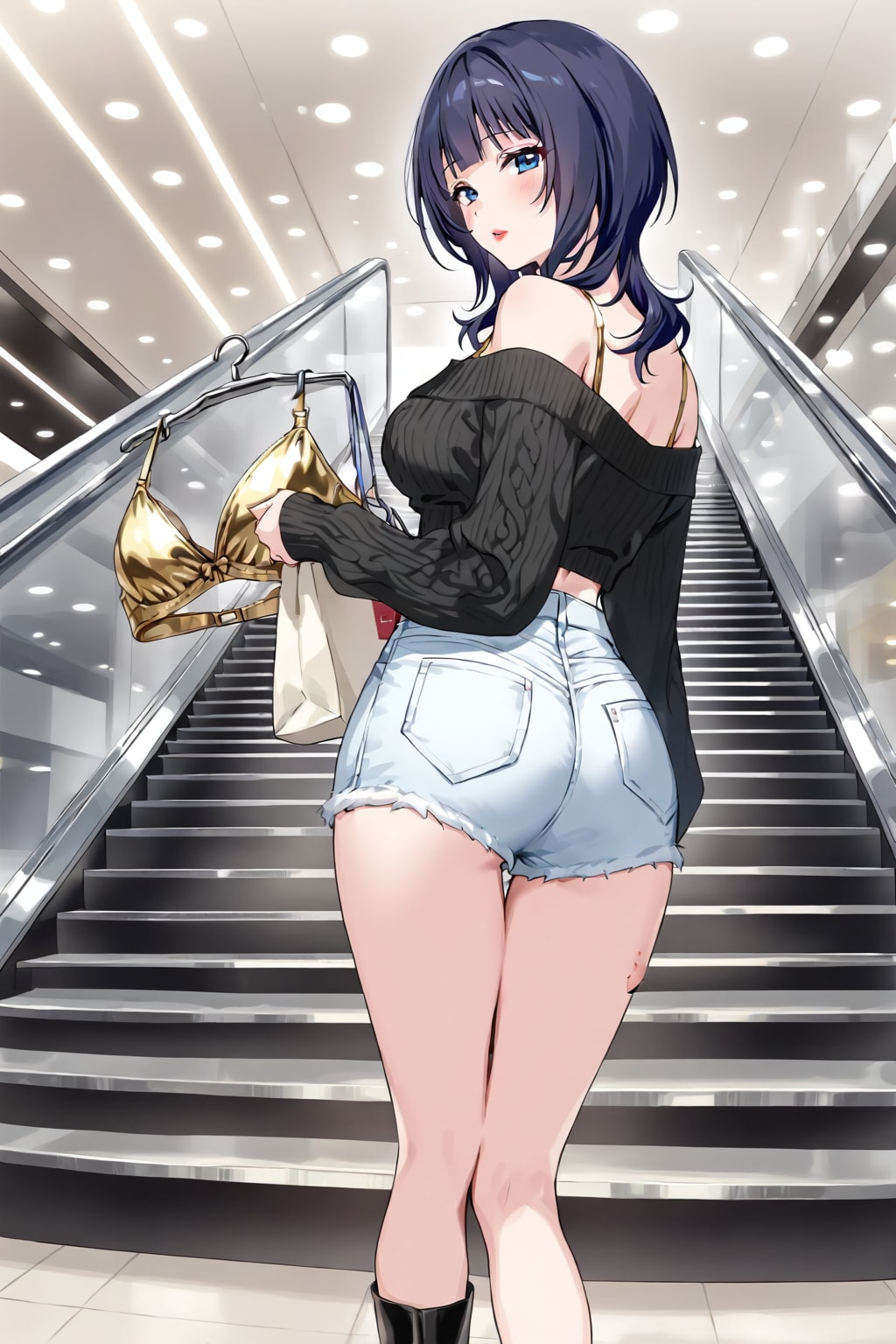 黒セーターとデニムパンツの果林さん(ちちぷい版)
