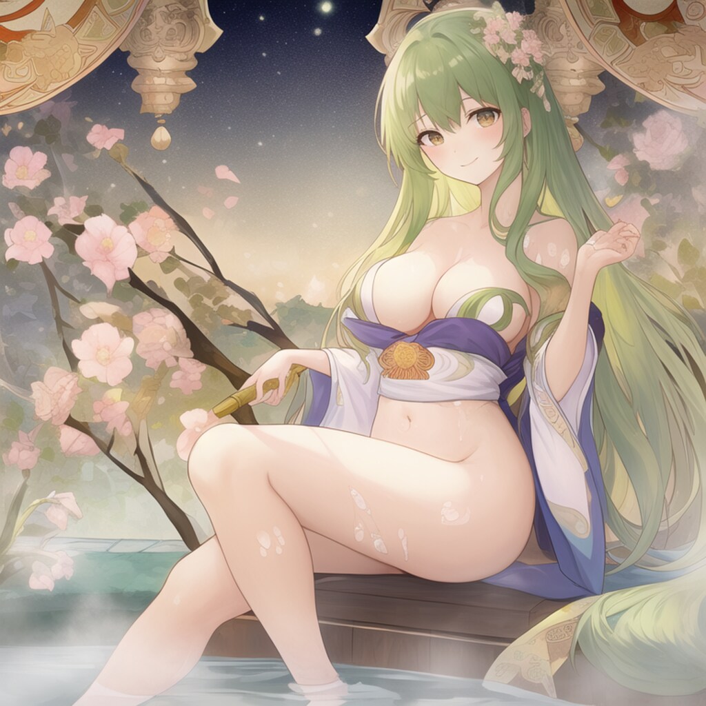 温泉を嗜む女