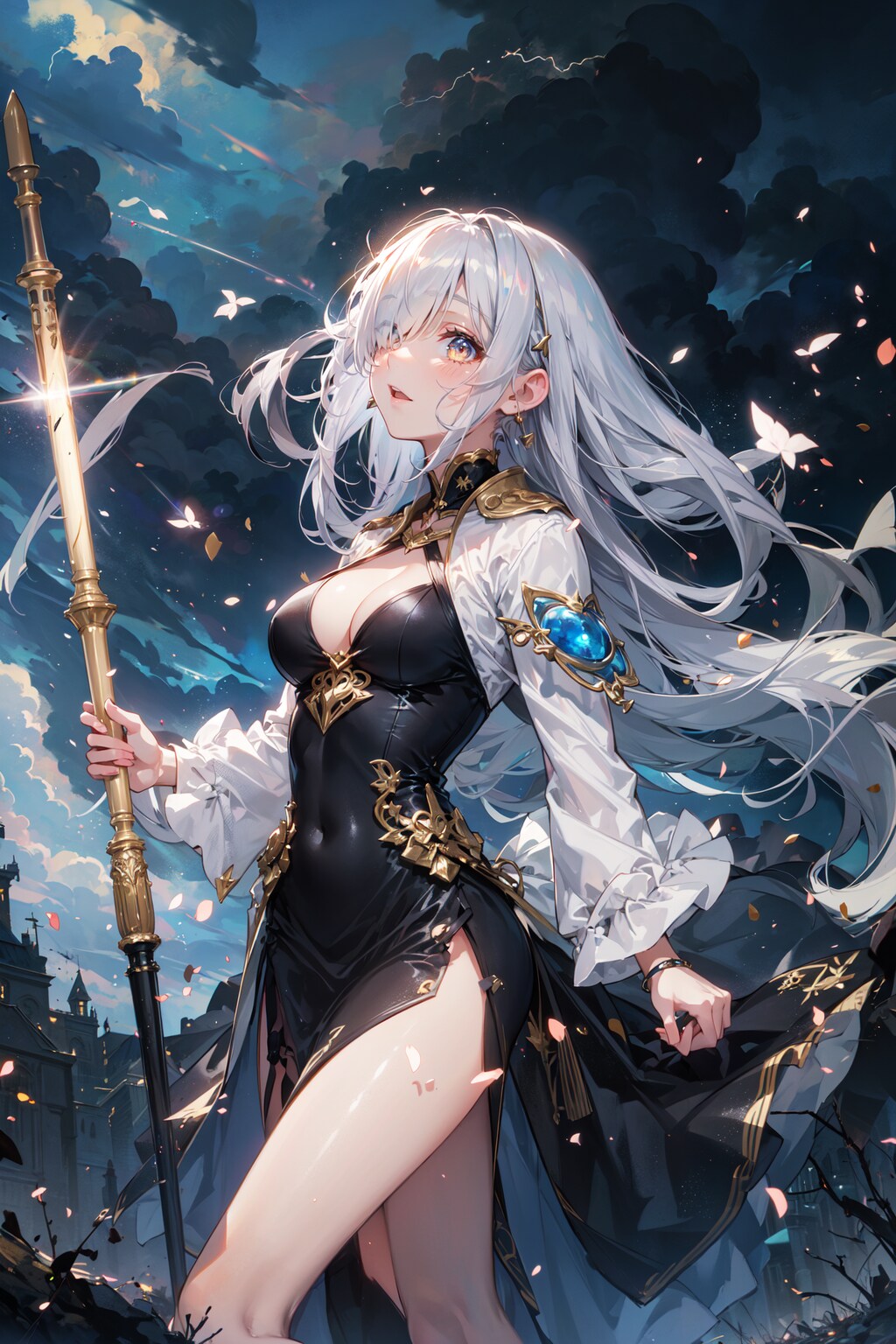 光と雷の嵐に包まれた賢者、闇夜に放つ魔法の詩。