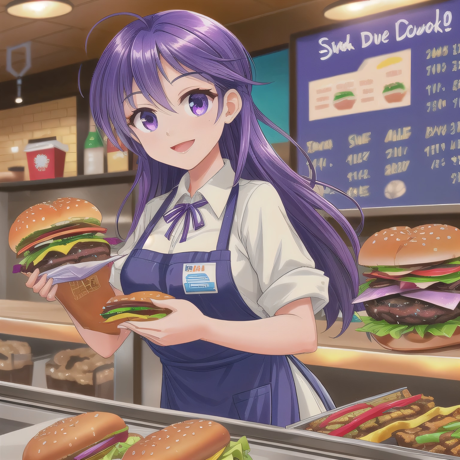 紫髪ロングでクルーの少女１２ | の人気AIイラスト・グラビア