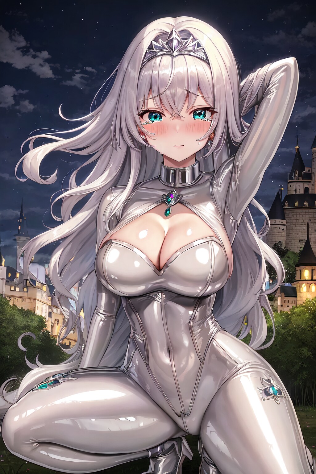 銀髪ロングラバーフェチプリンセスちゃん深夜の野外羞恥プレイ