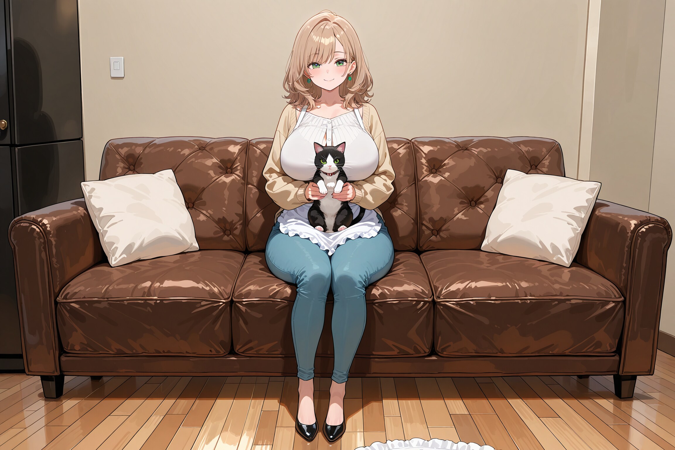 猫を抱っこ