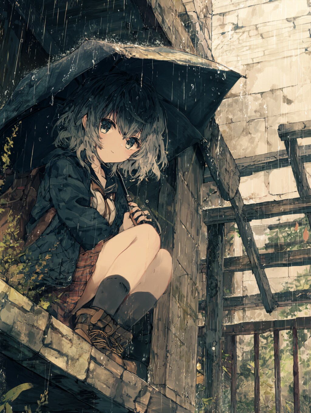 雨と少女。