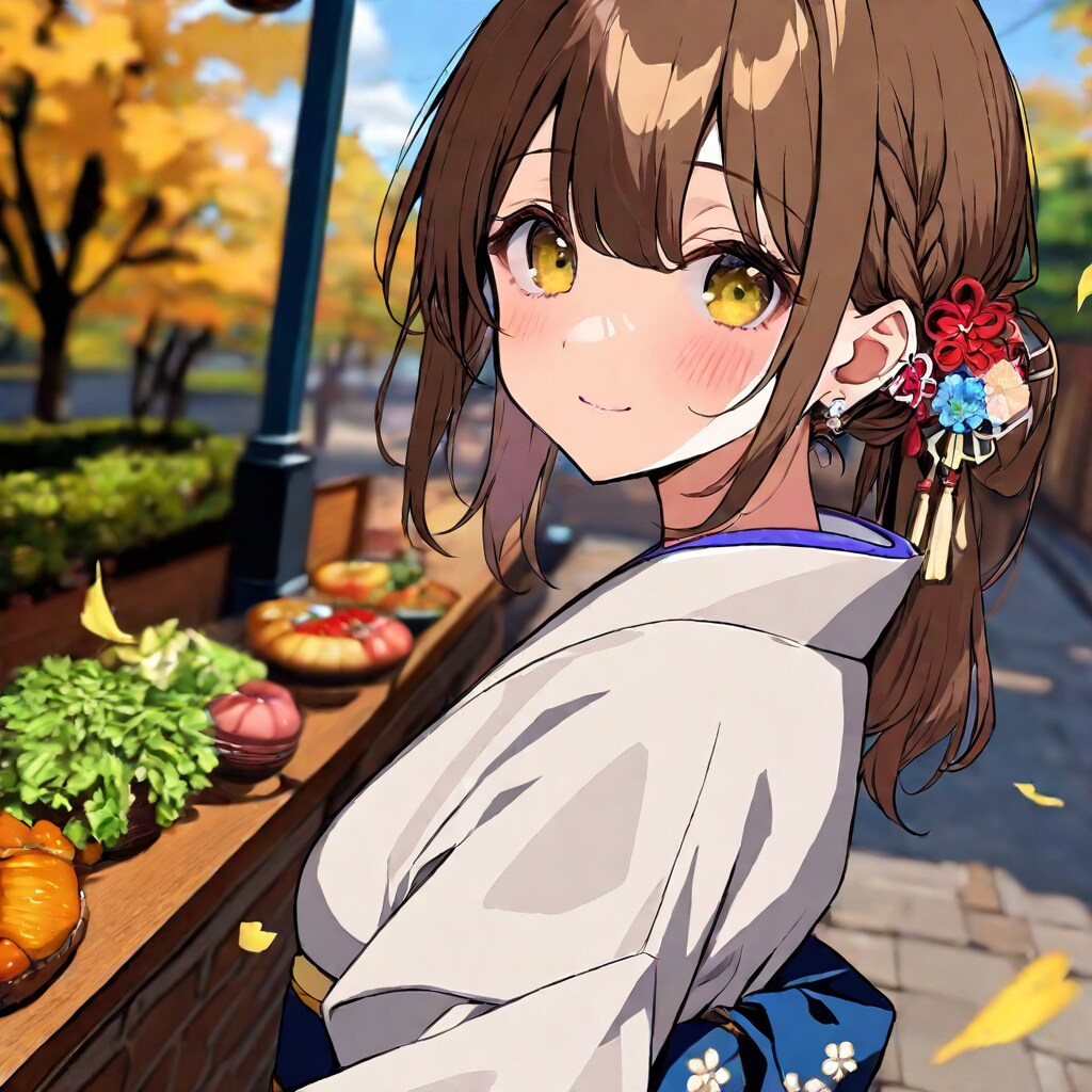秋の和服美女