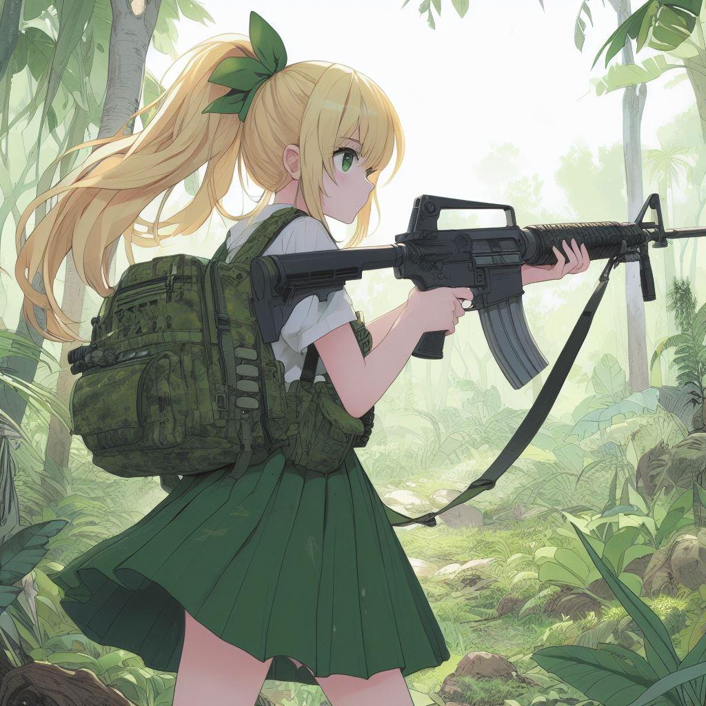 ジャングルの武装女子高生💥💥💥