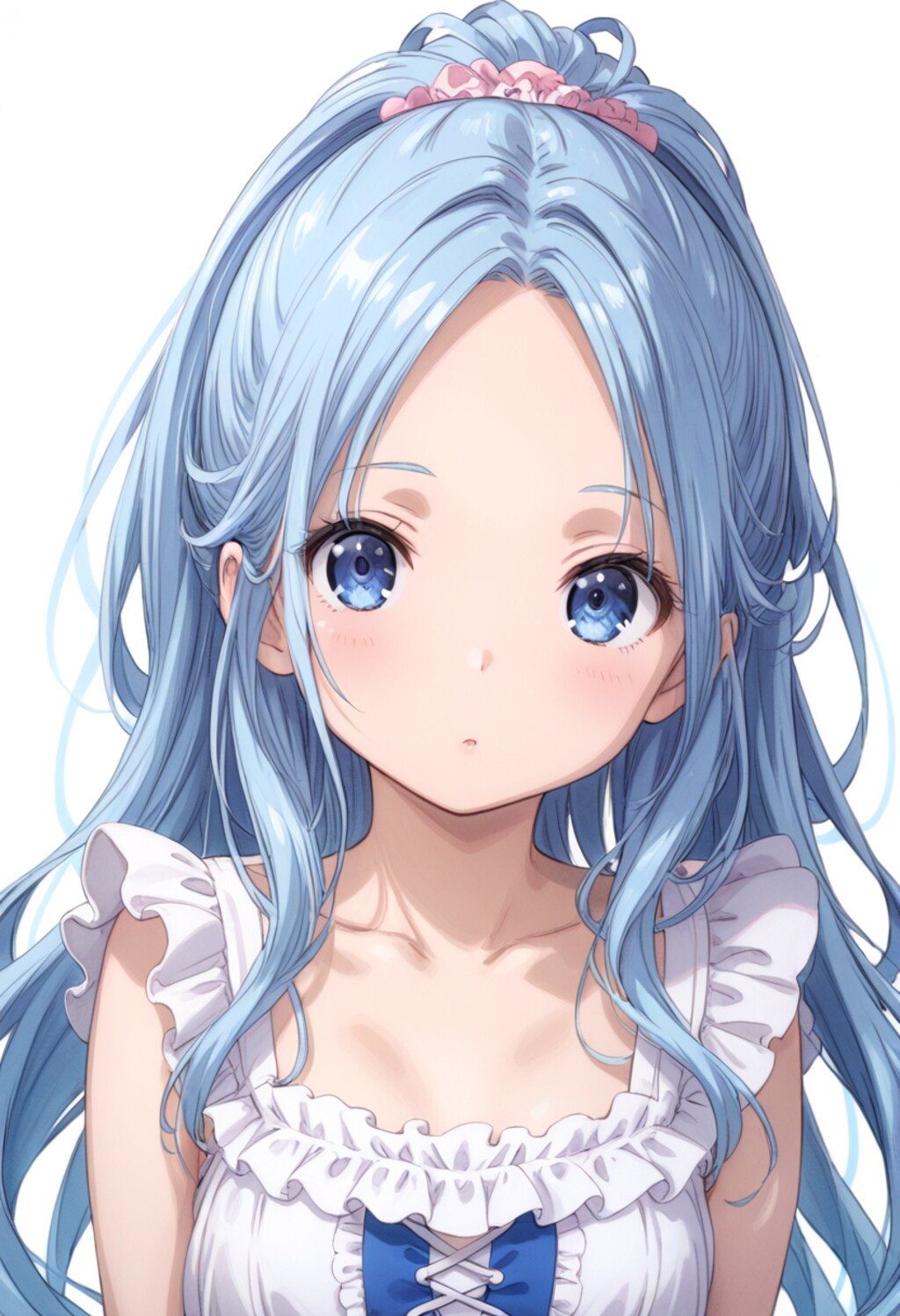 青い髪の少女（ポニーテール）