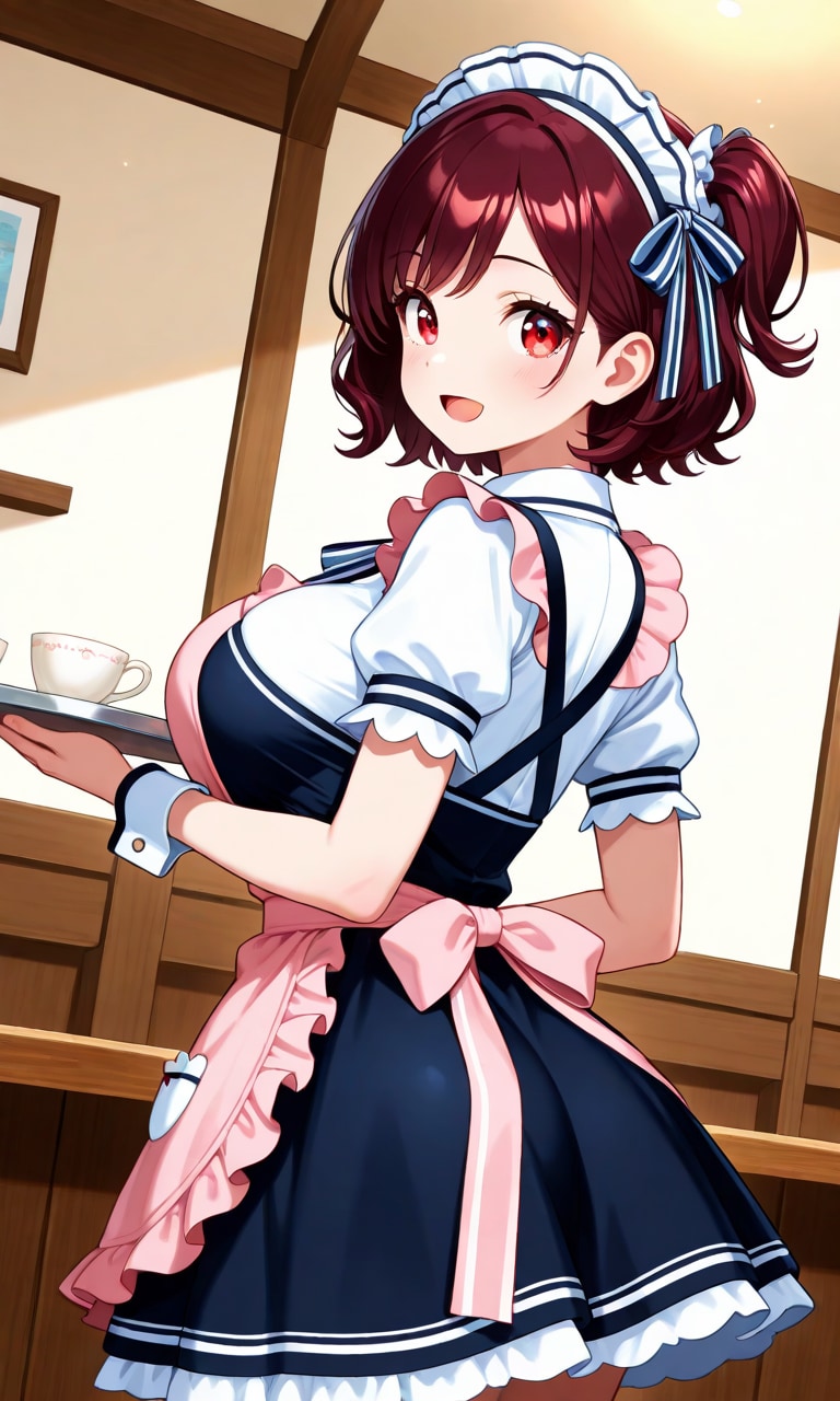 フリフリ姿でアルバイトしているリボンちゃん | の人気AIイラスト・グラビア