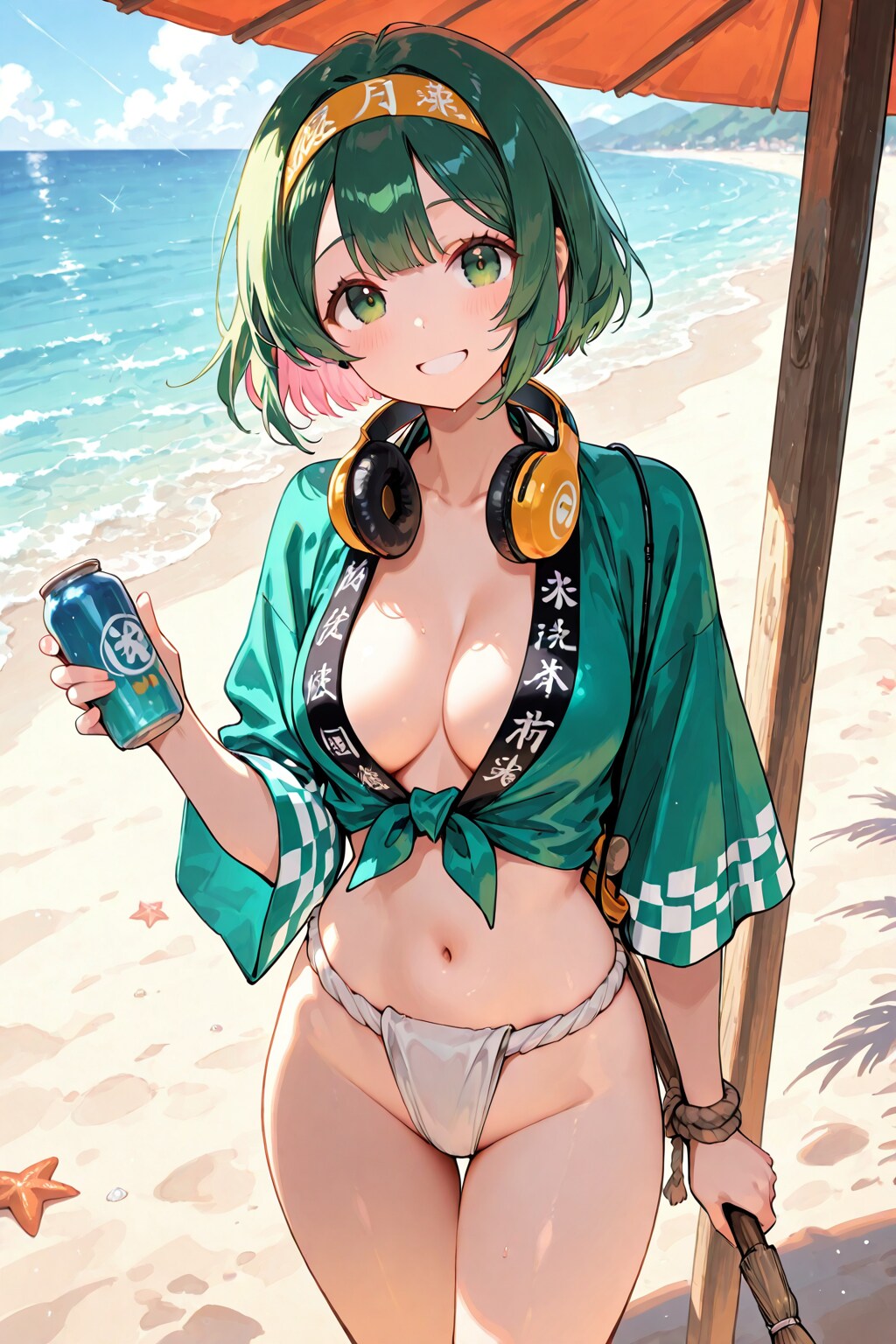 リゾート地でエンジョイする山笠姿の川崎ちゃん