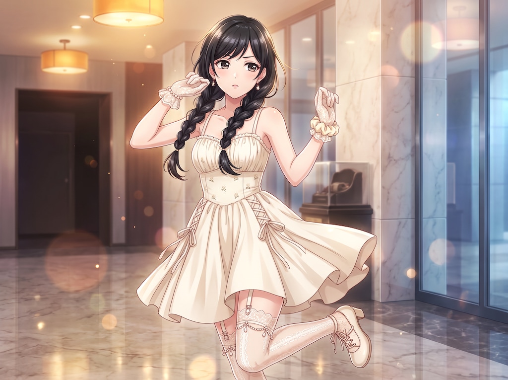 花香る編み髪の少女
