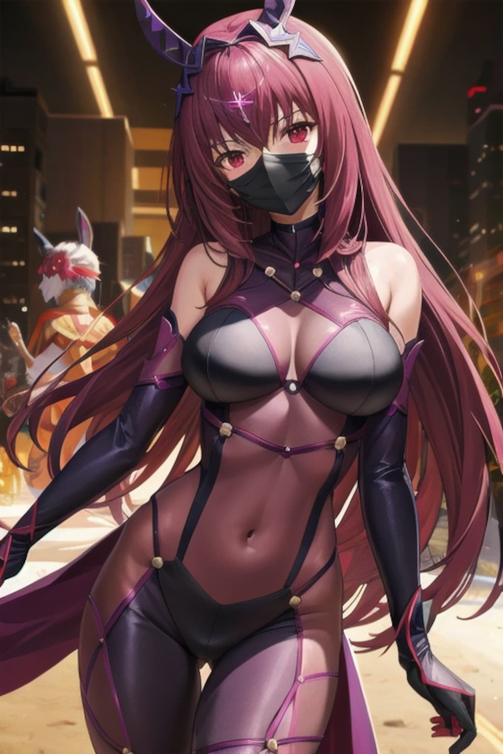 SE_V4_Bで生成したぴっちりスーツ黒マスクスカサハ