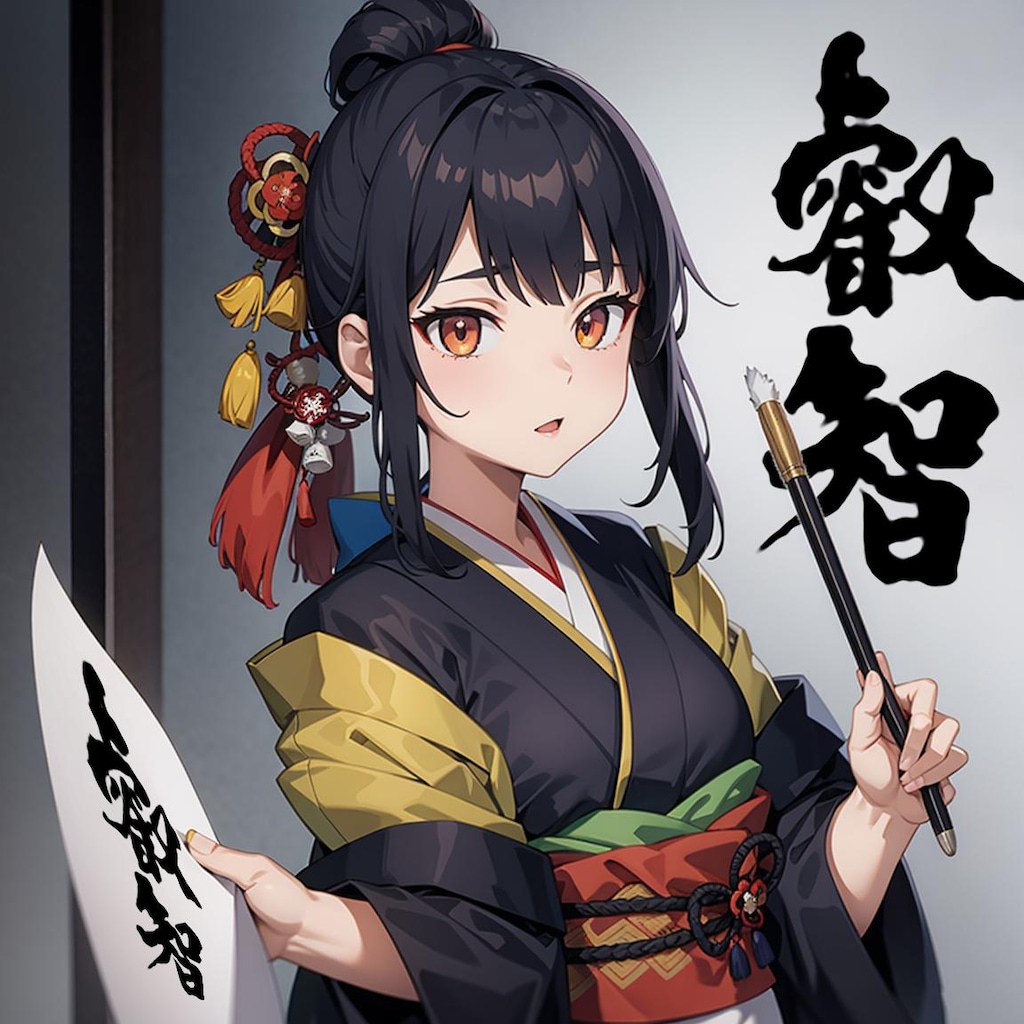 書道部、今日の課題は「叡智」です。