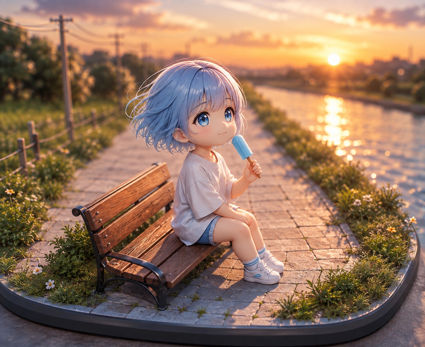 河川敷とアイス | の人気AIイラスト・グラビア